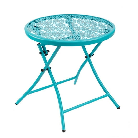 TeoKJ Outdoor Folding Side Table Patio foldable End Table Portable Outside Table 17.71" Height - Lake Blue