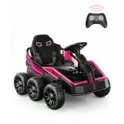 Teoayeah 24 V Ride on Toys for Kids Ages 3-10, 2WD/4WD Switch, 4x75W Powerful Electric Car, 4 Shock Absorbers, Parent Remote, Music Player - Pink