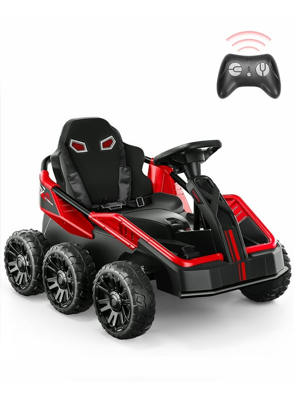 Teoayeah 24 V Ride on Toys for Kids Ages 3-10, 2WD/4WD Switch, 4x75W Powerful Electric Car, 4 Shock Absorbers, Parent Remote, Music Player - Red