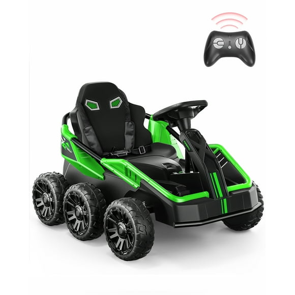 Teoayeah 24V Ride on Toys for Kids Ages 3-10, 2WD/4WD Switch, 4x75W Powerful Electric Car, 4 Shock Absorbers, Parent Remote, Music Player - Green