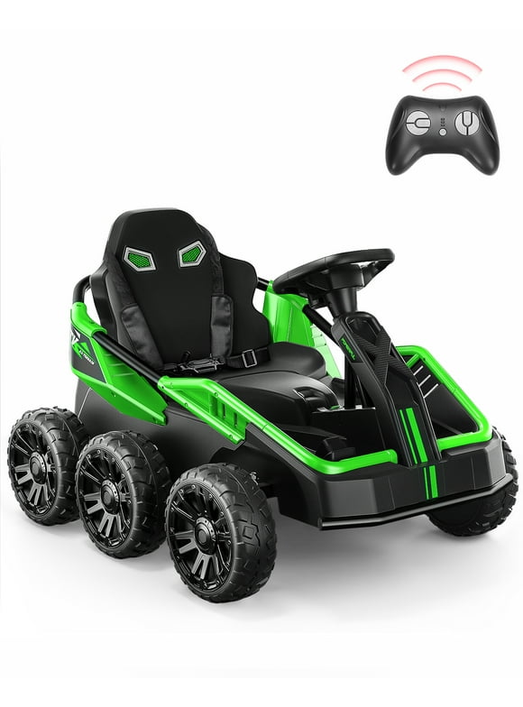 Teoayeah 24V Ride on Toys for Kids Ages 3-10, 2WD/4WD Switch, 4x75W Powerful Electric Car, 4 Shock Absorbers, Parent Remote, Music Player - Green