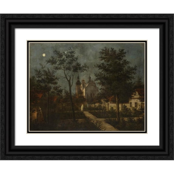 Teodor Baltazar Stachowicz 18x15 Black Ornate Wood Framed Double Matted Museum Art Print Titled - The Cameldolites' Monastery at Bielany Near Krakow (1860)