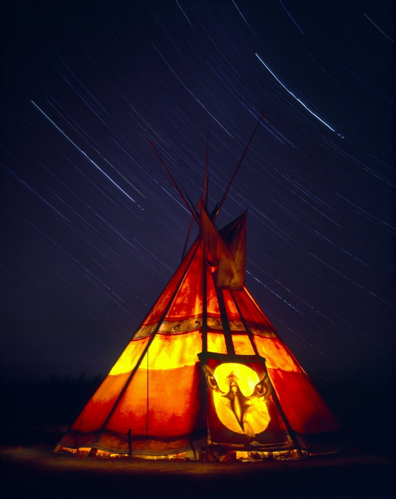 Tepee And Star Trails Jacques-Cartier National Park Quebec Canvas Art - Yves Marcoux Design Pics (14 x 18)