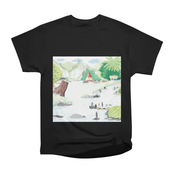 Tepee river mountain and stone T-Shirt Tee Gift For Him Merch For Her Apparel For Friend