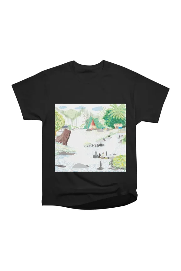 Tepee river mountain and stone T-Shirt Tee Gift For Him Merch For Her Apparel For Friend