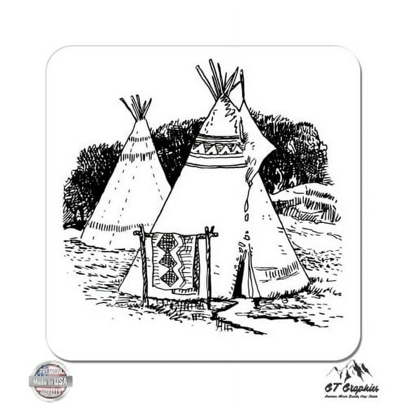 Tepees Native American - 3" Vinyl Sticker - For Car Laptop I-Pad Phone Helmet Hard Hat - Waterproof Decal