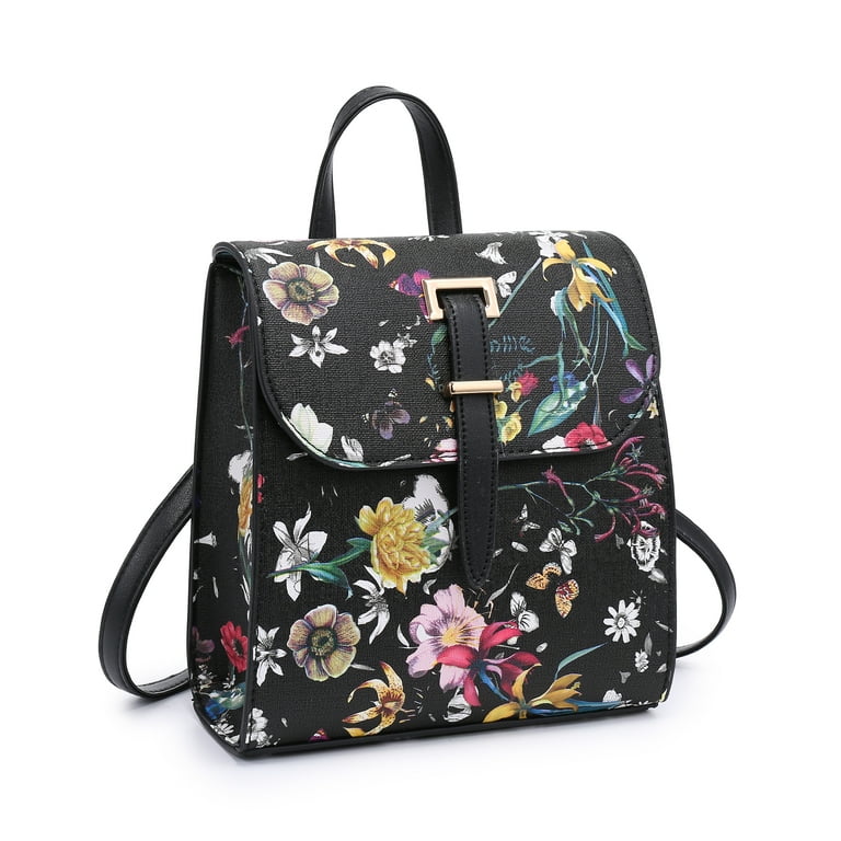 Ladies Floral Backpack Travel Leather Handbag Rucksack Shoulder