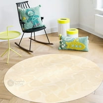 Teppich Homes Cozy 5x5 Handmade Tufted Wool Rug - Beige Geometric Pattern Round Carpet for Living Room And Hallway