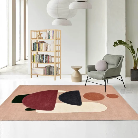 Teppich Homes Geometric Area Rug, Tufted, Beige, Geometric, 5' x 8', Quick Dry