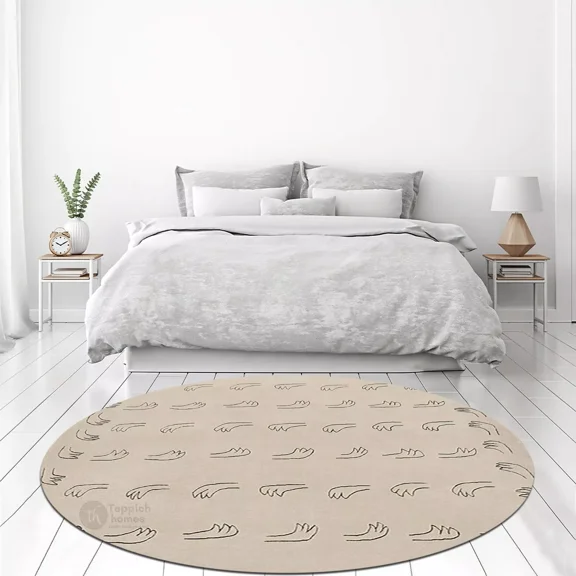 Teppich Homes Geometric Luxury Under Your Feet Contemporary Handmade Off-White Geometric Area Rugs, 5' x 5', Handmade