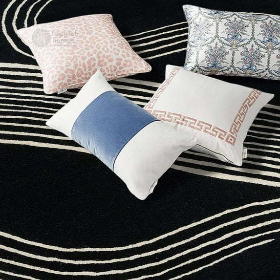 Teppich Homes Geometric Luxury Under Your Feet Contemporary Tufted Black Geometric Area Rug, 7' x 10', Non-Slip Backing