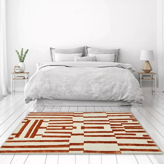 Teppich Homes Geometric Luxury Under Your Feet Contemporary Tufted Off-White Geometric Area Rug, 7 x 10, Fade Resistant