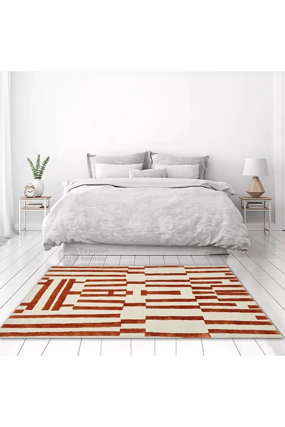Geometric Luxury Under Your Feet Contemporary Tufted Off-White Geometric Area Rug, 7 x 10, Fade Resistant