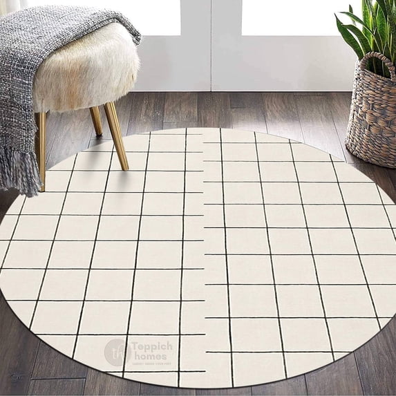 Teppich Homes Geometric Luxury Under Your Feet Contemporary White Geometric Area Rug, 12' x 12', Handmade