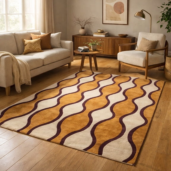 Off-White Geometric Luxury Rug 5' x 7' by Teppich Homes – Handmade Contemporary Area Carpet | Artisan Rectangle Accent Floor Rug