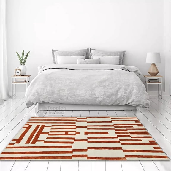 Teppich Homes Geometric Luxury Under Your feet Contemporary Tufted Off-White Geometric Area Rugs, 8 x 11, Fade Resistant
