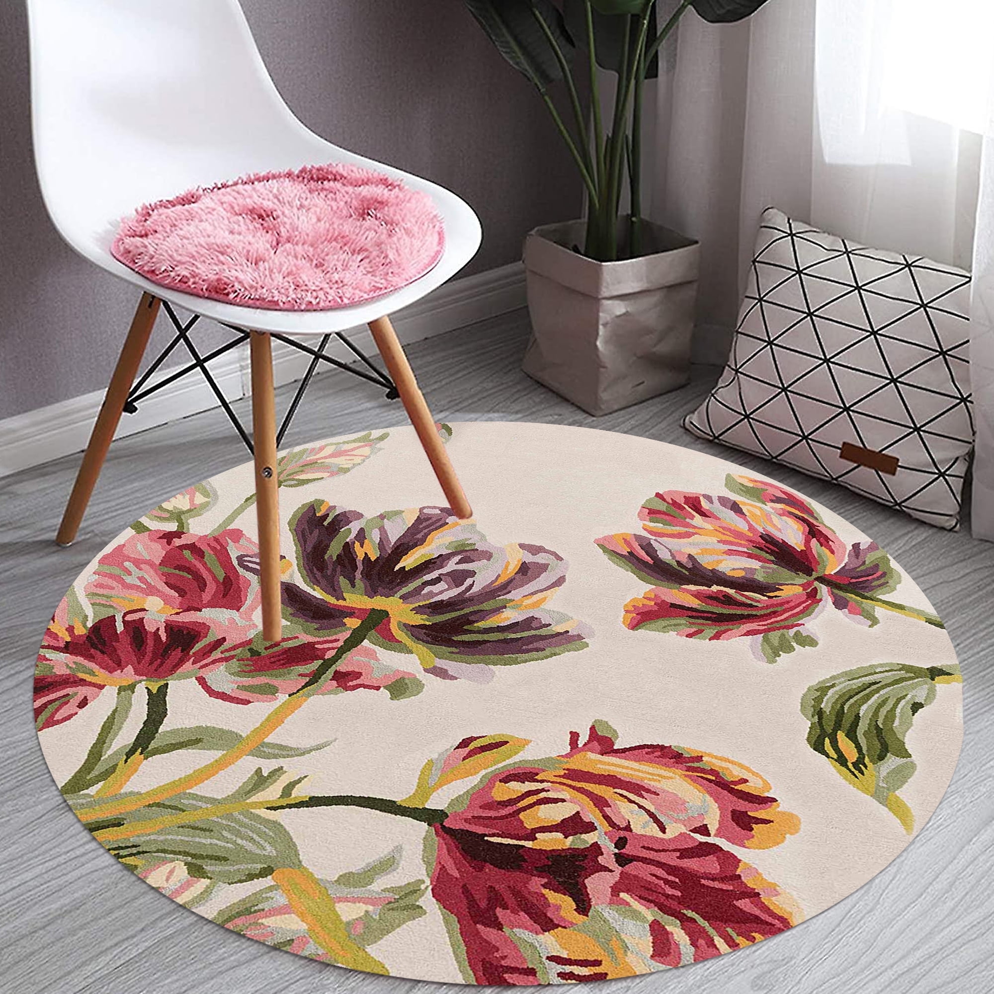 Teppich Homes Handmade 14x14 Area Rug - Soft Tufted Carpet in White ...