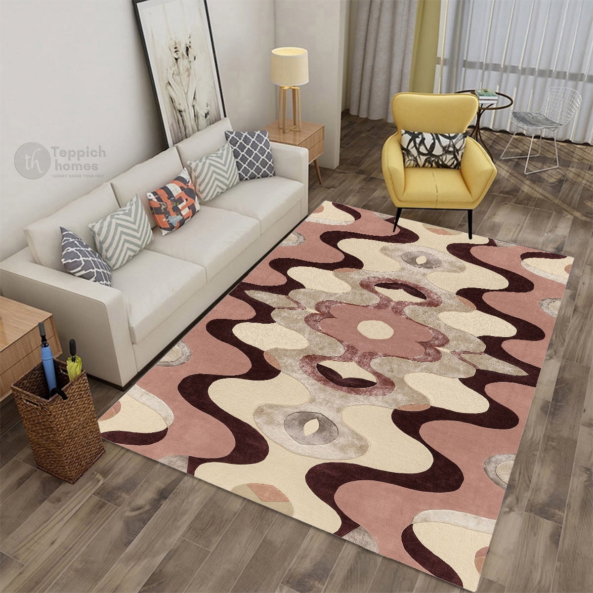 Teppich Homes Handmade Geometric Pattern 6x10 Area Rug - Soft Wool ...