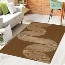 Teppich Homes Handmade Geometric Pattern Wool Area Rug 5x7 - Brown Tufted Carpet for Living Room And Bedroom