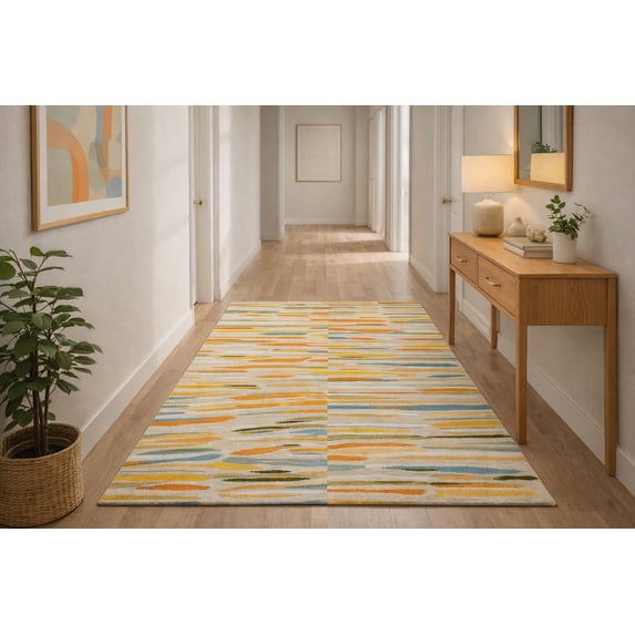 Teppich Homes Handmade Wool Rug 10x14 - Soft Tufted Carpet for Hallway and Bedroom - Elegant Area Rugs for Home Décor