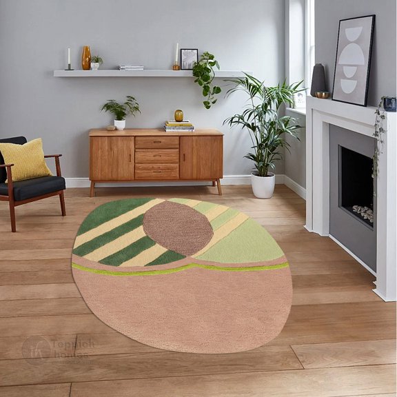 Teppich Homes Soft Wool Geometric Area Rug 12x12 - Handmade Tufted Carpet for Hallway & Living Room