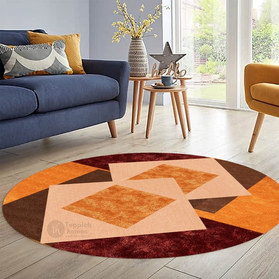 Teppich Homes Wool Area Rug 14x14 with Geometric Pattern - Perfect for Hallway And Living Room - Tufted Carpet for Stylish Comfort