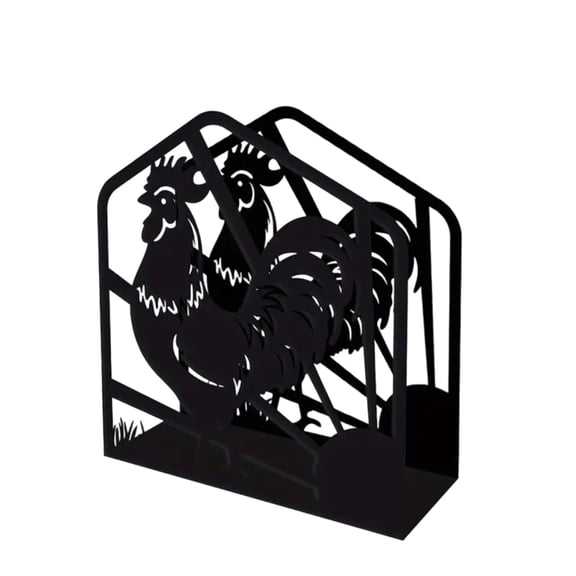 Tepsmf 1 Pack Rooster Napkin Holder for Table, Modern Metal Black Napkin Holders for Kitchen Dining Tables & Countertops, Paper Cocktail Napkins Holder Dispenser for Indoor & Outdoor