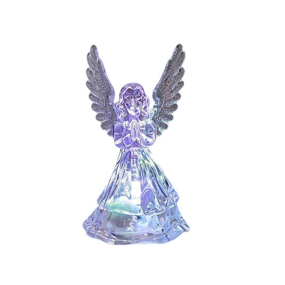 Tepsmf 2 Pack Acrylic Angel LED Night Light Color Changing Transparent Figurine Lamp Battery Powered Mini Table Lamp for Christmas Wedding Bedroom Decor