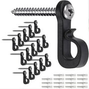 Tepsmf 20 PCS Outdoor Hooks For Outdoor String Lights, With Storage Box,Screw Hooks For Hanging Plants/Wind Chime/Basket, Securely Buckle Design, Windproof (Black/S-il