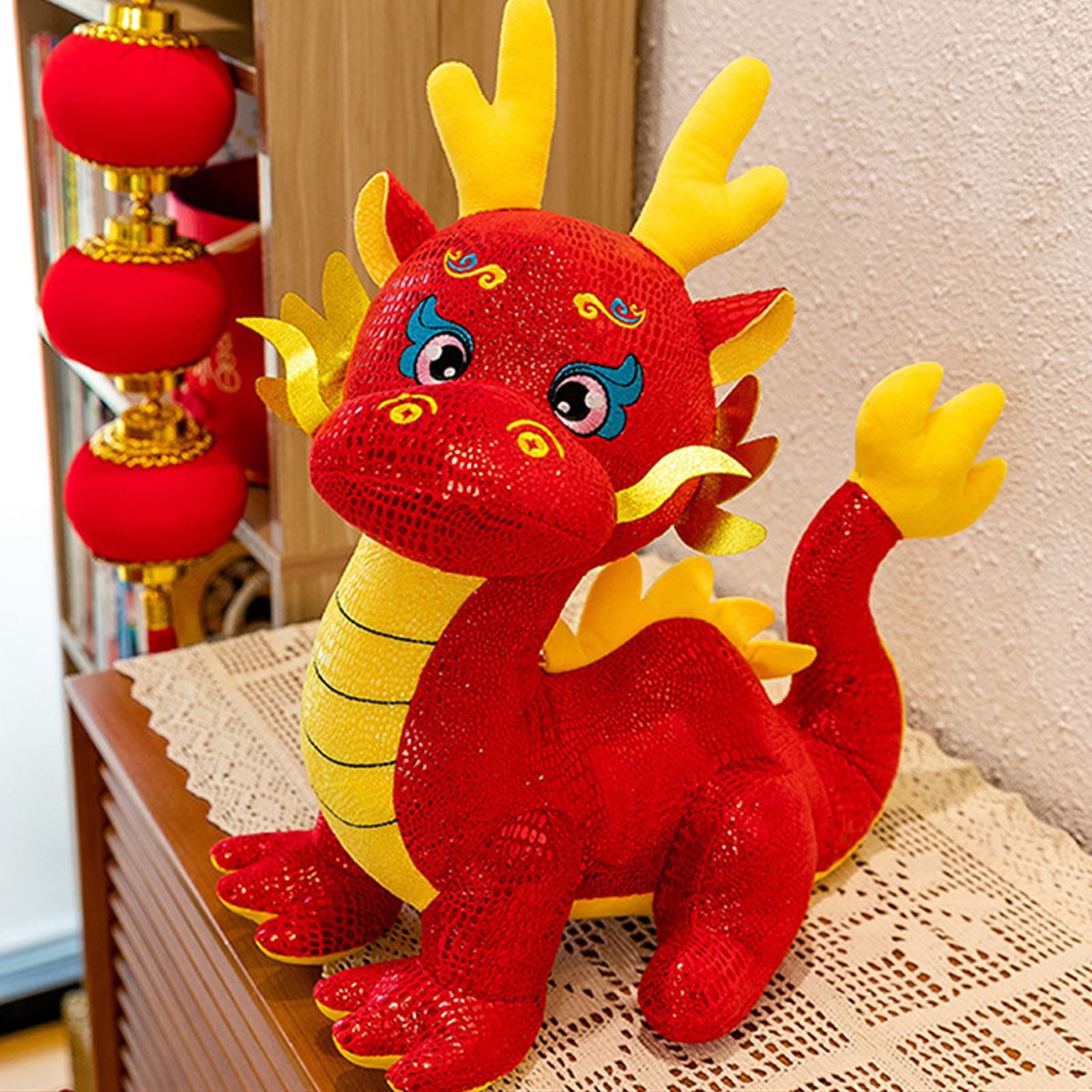 Tepsmf 2024 Dragon Plush Doll 20cm Chinese Dragon Plushies Stuffed Printed Dragon Plushies Stuffed Doll Pillow Festival Party Home Decorations