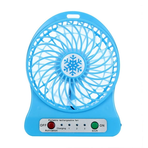 Tepsmf 3 Speeds Mini Desk Fan - Rechargeable Battery Operated Fan with LED Light - Portable USB Fan Quiet for Home, Office, Travel, Camping, Outdoor, Indoor Fan
