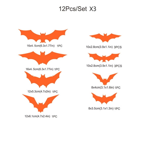 Tepsmf 3D Luminous Bat Wall Decals, 36 Pieces Combination Glowing Stickers, Removable Decor for Indoor Wall Window Party Atmosphere Creation