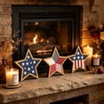 thumbnail image 1 of Tepsmf 4th of July Decorations Wooden Stars, Patriotic Memorial Day Star Tiered Tray Decor Set of 3, Fourth of July Red White Blue Decoration for Home Office Table Shelf, 1 of 6