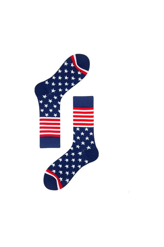 4th of July Flag Crew Socks Red White Blue Star Stripe Patriotic USA Independence Day Casual Socks for Men Women Everyday Wear