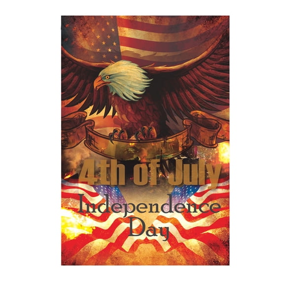 Tepsmf 4th of July Garden Flag 12x18 Inch Happy 4th Patriotic Bald Eagle Fireworks Double Sided Burlap Independence Day Yard Flag Outdoor Decor