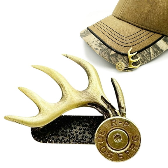 Tepsmf Antler Hat Clip Hunting Accessories for Men, Deer Antler Hat Pins for Outdoorsman, Antler Brass Cap Clips, for Father, Friend