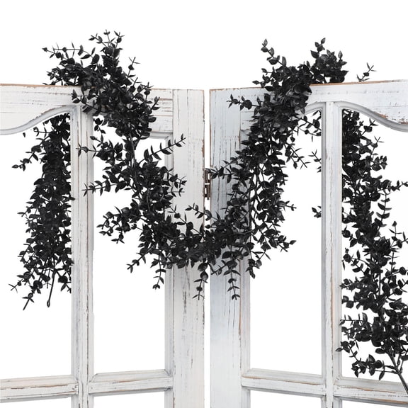Tepsmf Artificial Hanging Plants, Black Fake Vine Wall Decor, Faux Greenery Garland, Thanksgiving Fall Decor, Halloween Decor, for Wall Mantel