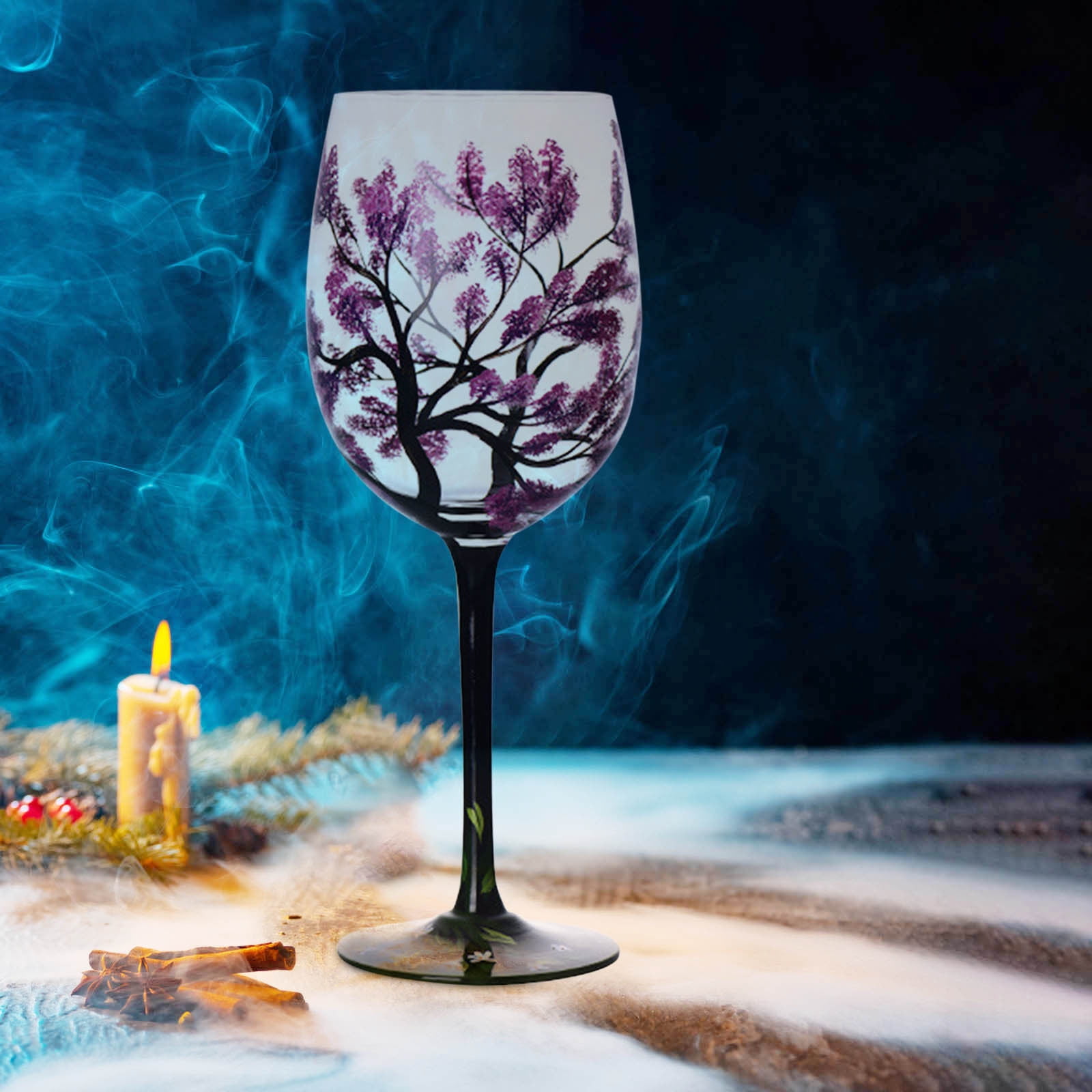Tepsmf Black and Friday Home Hand Painted Wine Glass Colorful Four Seasons  Trees Artisan Painted 12 oz Glass Novelty Gift for Birthdays Weddings ...