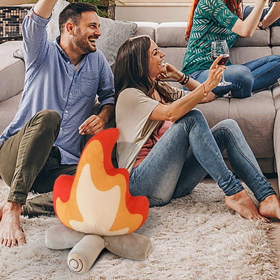 Tepsmf Bonfire Plush Toys Pillow, Funny Soft Simulation Stuffed Plushies Doll , Fake Camping fire Firewood Plush Pillow for Room Decor , Kids Pleasantly Surprised Gift