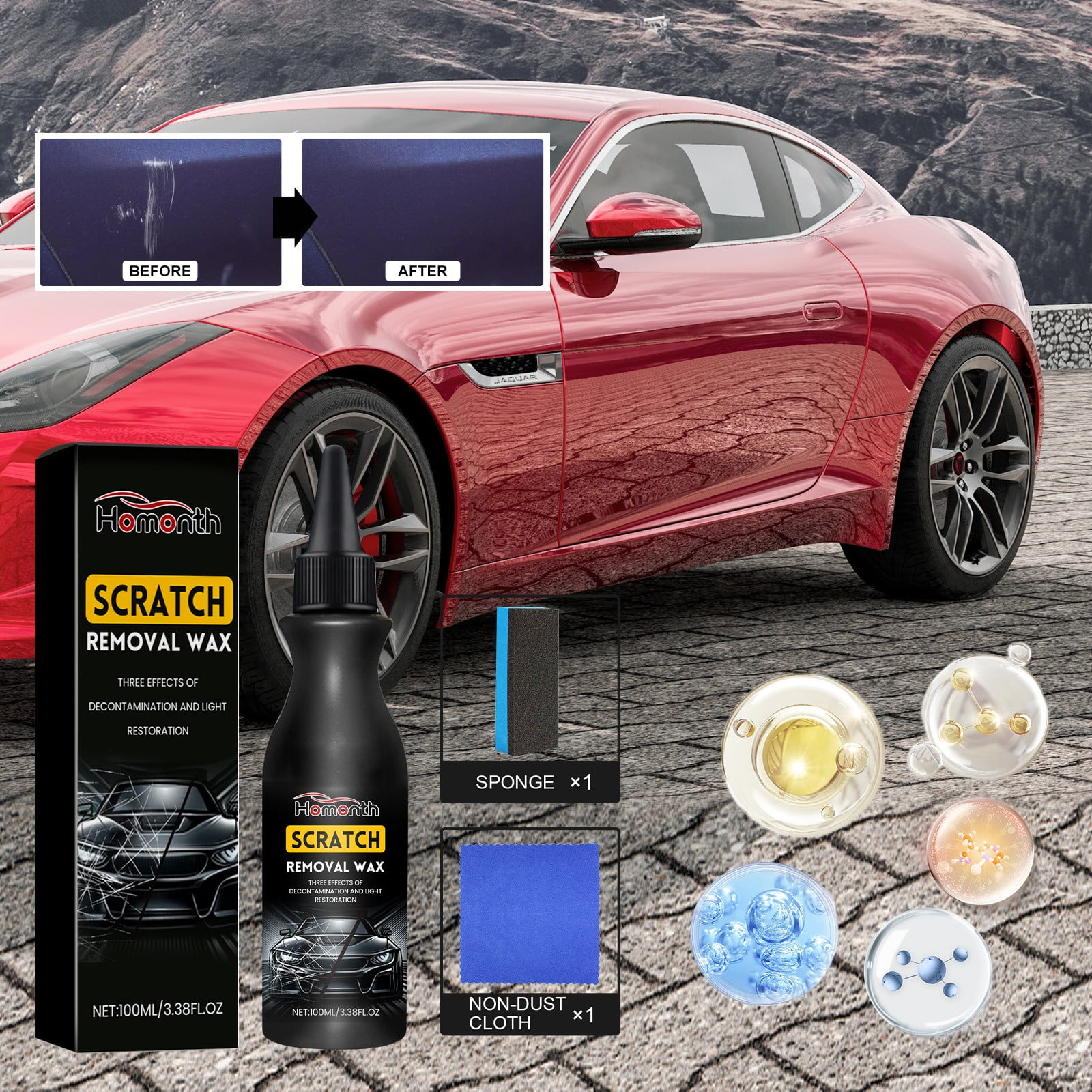 Tepsmf Car Scratch Repair Set Car Paint Fine Scratch Polishing Coating