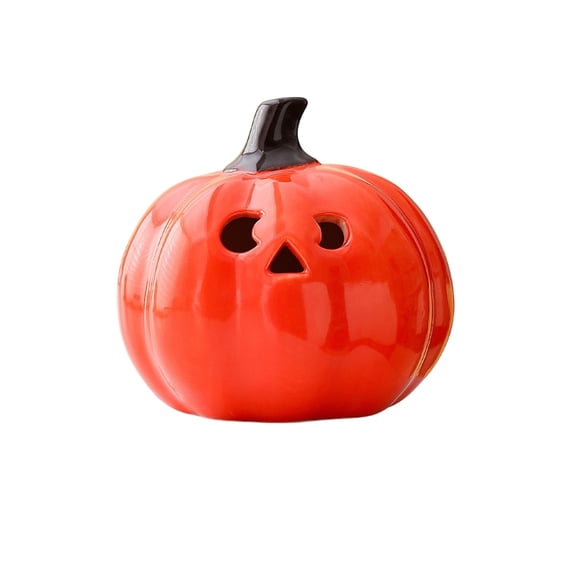Tepsmf Ceramic Pumpkin Night Light Decorative Tabletop Lamp Halloween Fall Plug In Glowing Ornament For Home Bedroom Decor