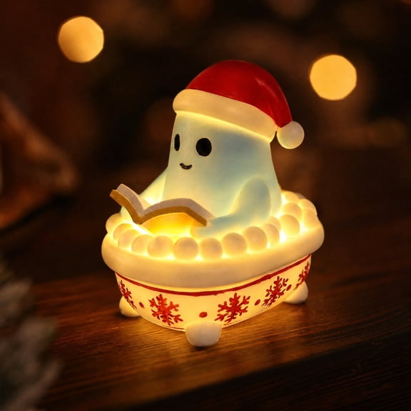 Tepsmf Christmas Ghost Reading Night Light for Bathtub, Halloween and Christmas Decorations, USB Powered Tabletop Lamp