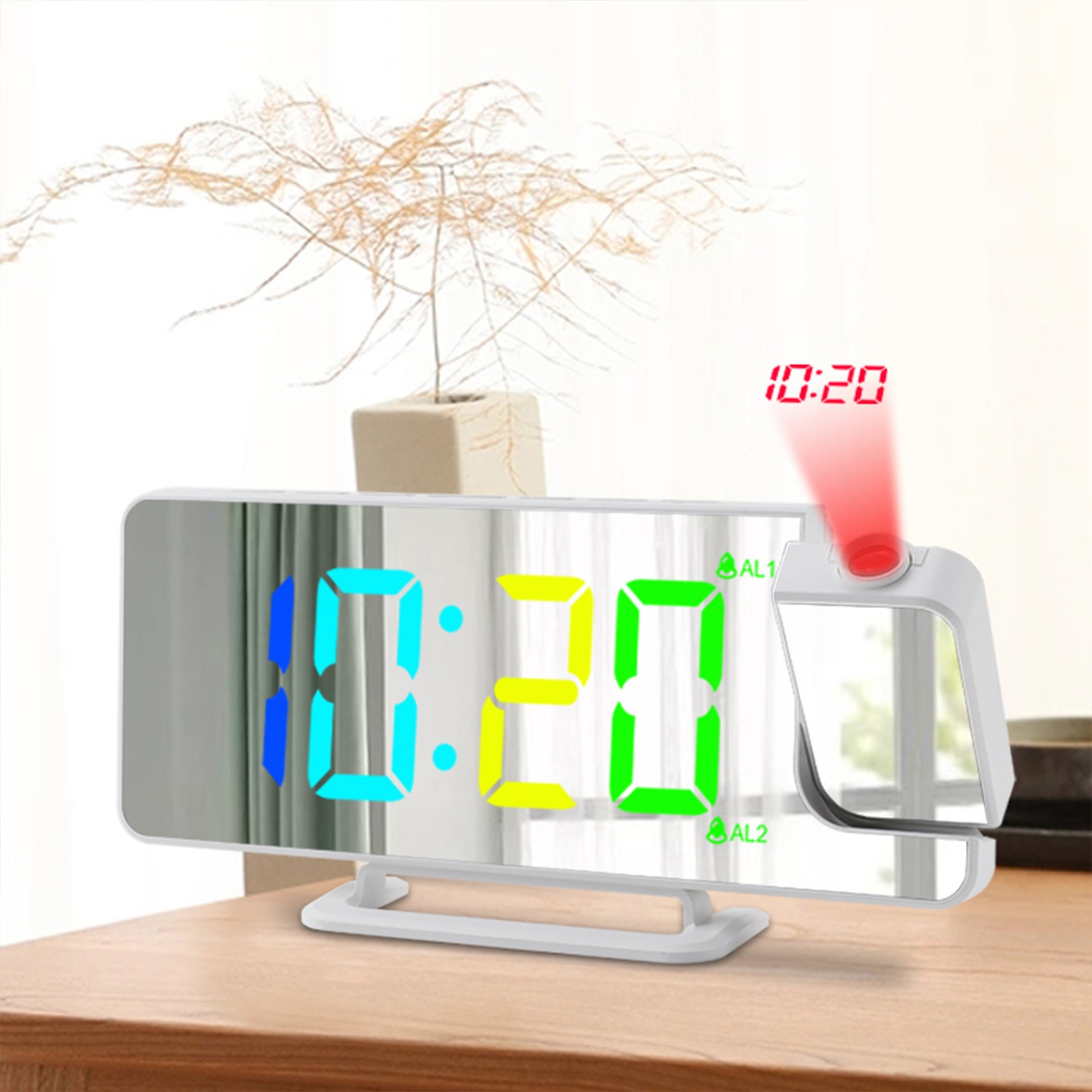 Tepsmf Dazzling Colors Multifunctional Intelligent Projection Alarm Clock Can Charge Mobile
