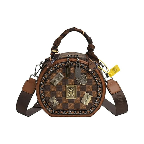 Tepsmf Fashion Retro Leather Handbags Bear Badge Print - One Shoulder Crossbody Bags for Women Trendy