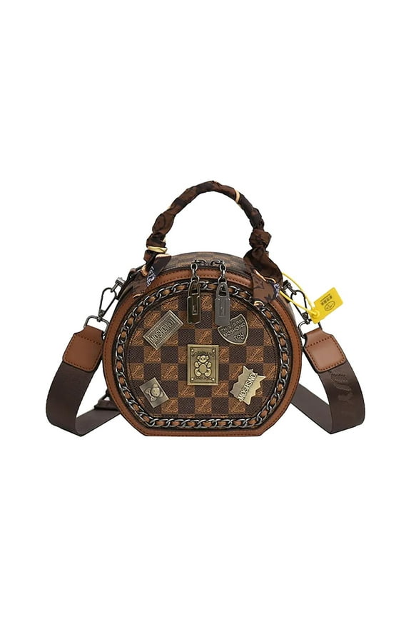 Tepsmf Fashion Retro Leather Handbags Bear Badge Print - One Shoulder Crossbody Bags for Women Trendy