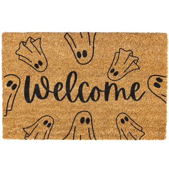 Tepsmf Ghost Doormat, Funny Halloween Welcome Mat Coir Non-Slip Outdoor Entrance Mat for Front Porch Spooky Decor