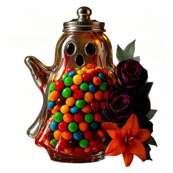 Tepsmf Ghost Shaped Candy Jar Airtight Snack Container With Lid Food Storage Canister For Kitchen Cookies Coffee Beans Pet Treats Ideal Gift