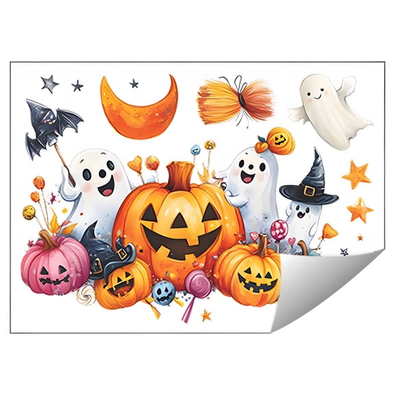 Tepsmf Ghost and Pumpkin Window Clings, Static Decals, Decor for Balcony Window Indoor Festive Scene Ornament Layout