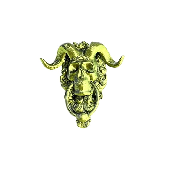 Tepsmf Gothic Ram Skull Door Knocker Wall Hanging Ornament Printed Resin Style Horned Skull Wall Decor 24×22×5cm / 9.45×8.66×1.97 inches