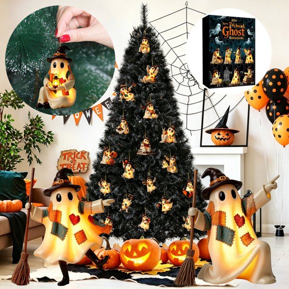 Tepsmf Halloween Countdown Calendar Patch Ghost Design Festive Fall Decor Tabletop Ornament For Home Shelf Kids Holiday Display